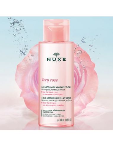 NUXE VERY ROSE AGUA MICELAR CALMANTE 3 EN 1 - TODAS LAS PIELES MAXI FORMATO 400ML