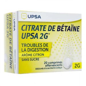 CITRATE DE BÉTAÏNE CITRON UPSA 2 G 20 COMPR EFERVESCENTES