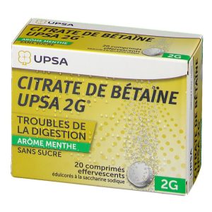 CITRATE DE BÉTAÏNE MENTHE UPSA 2 G 20 COMPR EFERVESCENTES